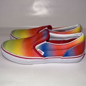 🌈 Sparkle rainbow Vans / slip on. New condition.